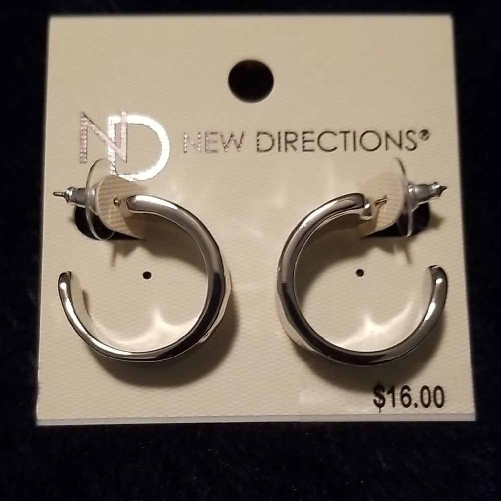 New Directions Shiny Silver Hoop Earrings